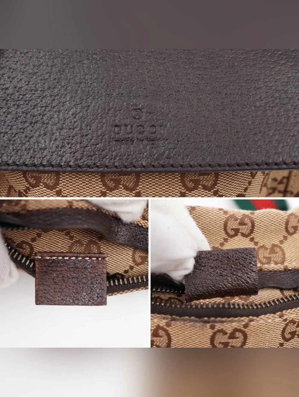 CI43 ❤️ GUCCI GG Monogram Double Pocket Belt Bag